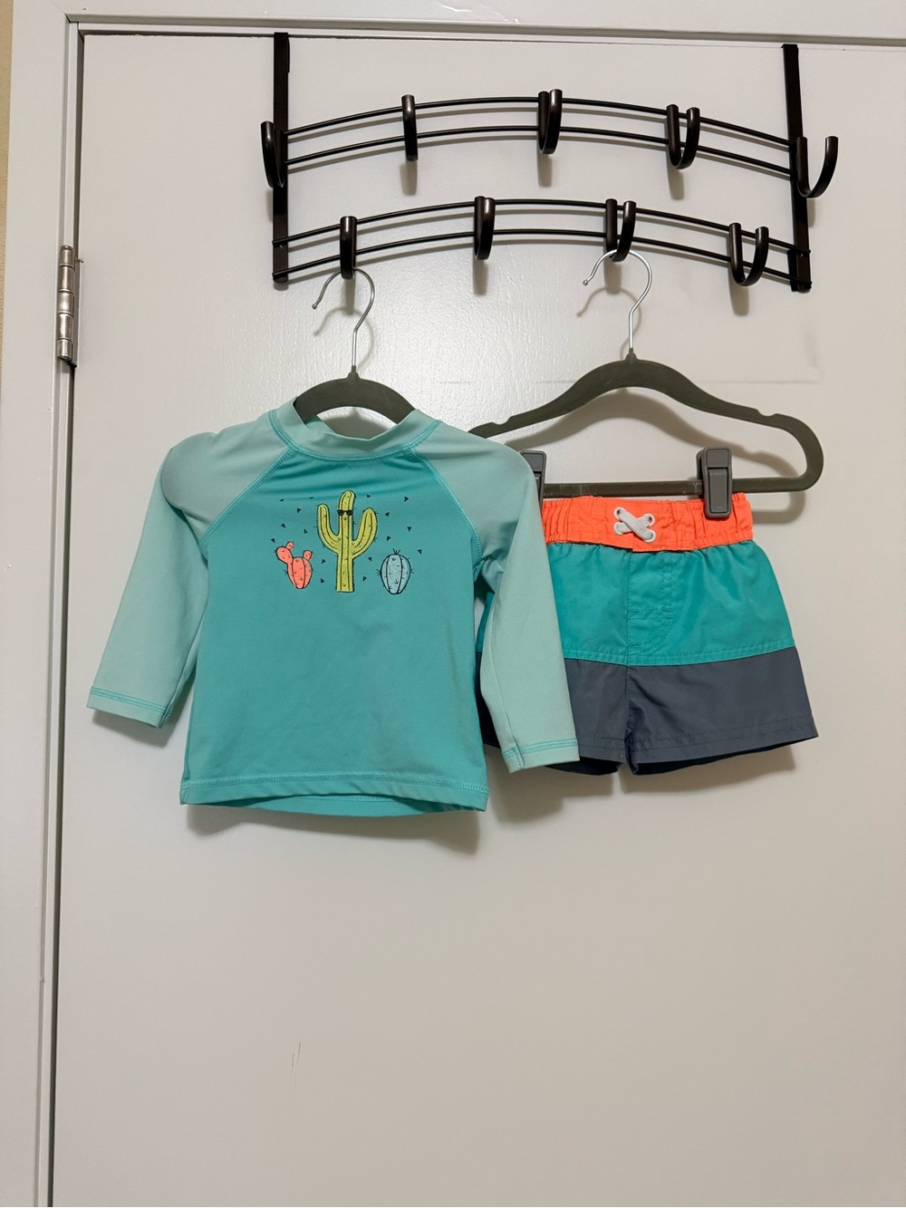 Cat & Jack Teal and Orange Cactus Rash Guard Swim Set